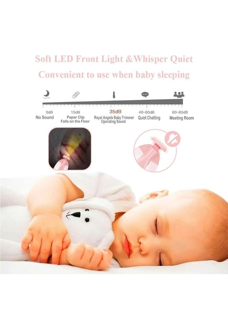 مبرد أظافر كهربائي للأطفال مجموعة العناية بالأظافر، مقص أظافر للأصابع والأقدام مع ضوء LED للمواليد والأطفال والبالغين - Image 3