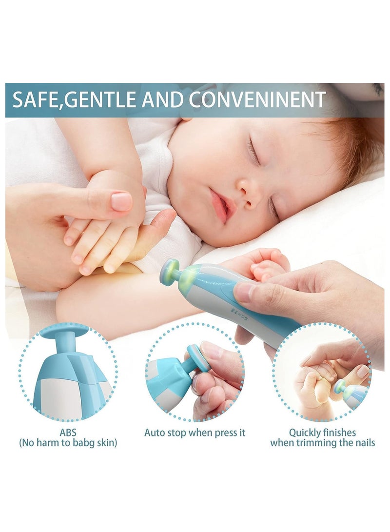 مبرد أظافر كهربائي للأطفال مجموعة العناية بالأظافر، مقص أظافر للأصابع والأقدام مع ضوء LED للمواليد والأطفال والبالغين - Image 2
