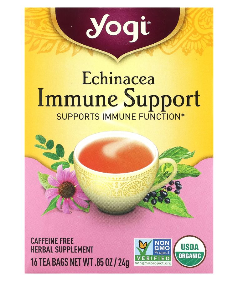 Yogi Tea Echinacea Immune Support Caffeine Free 16 Tea Bags 0.85 oz (24 g)