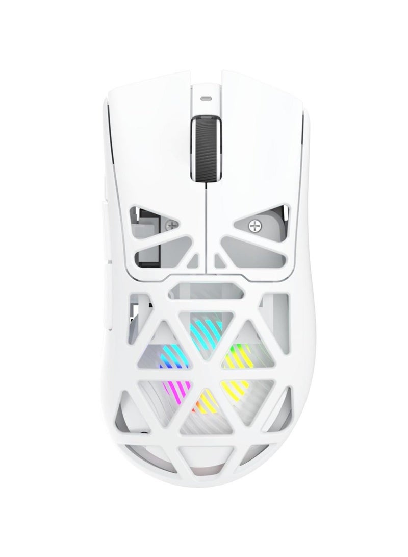 AULA SC620 Wireless Gaming Mouse, 3 Modes, BT/2.4G/Wired, PAW3311 Sensor, Up to 12000DPI, Lightweight 67g, 7 Programmable Buttons with RGB Lighting and Rechargeable Battery (White) - Image 1