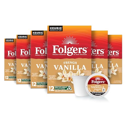 Folgers French Vanilla Flavored Coffee, 72 Keurig K-Cup Pods (Packaging May Vary) - Image 1