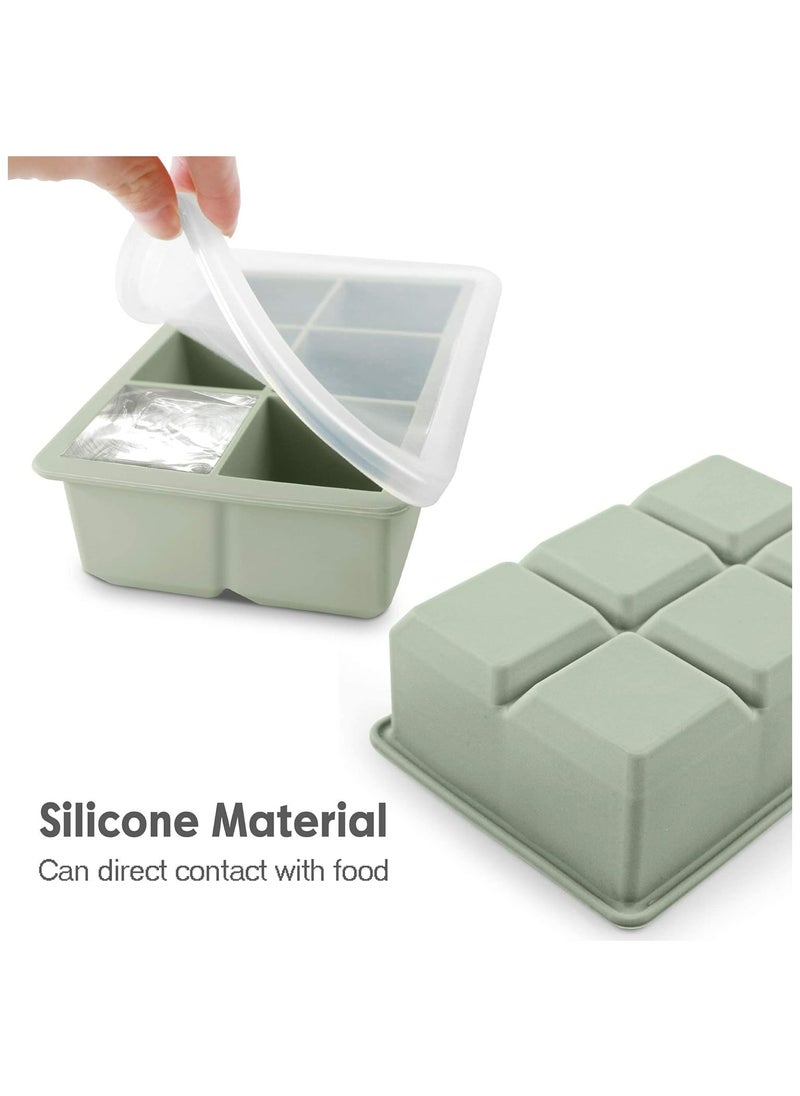 ZIMNEST - Ice Cube Tray, Ice Cube Maker (Pack of 3) - Flexible 6 Cavity Square Large Ice Cube Trays with Leak Proof Lid, Large Ice Cube Mold, Slow Melting Ice Cube for Chilling Cocktails, Drinks, Juice - Image 1