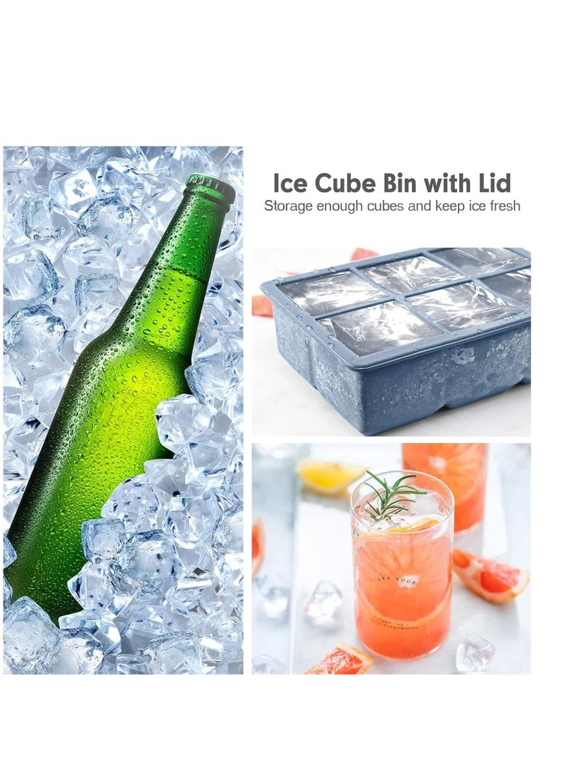 ZIMNEST - Ice Cube Tray, Ice Cube Maker (Pack of 3) - Flexible 6 Cavity Square Large Ice Cube Trays with Leak Proof Lid, Large Ice Cube Mold, Slow Melting Ice Cube for Chilling Cocktails, Drinks, Juice - Image 1