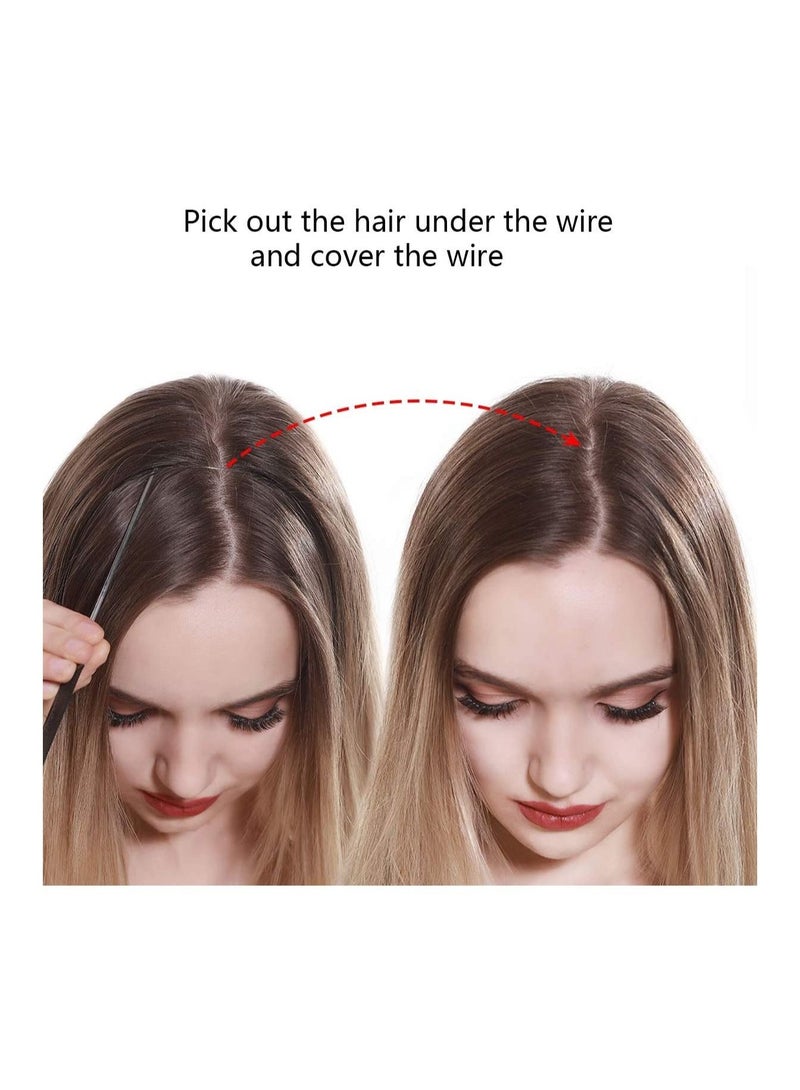 إستيل وصلات شعر للنساء قطعة شعر مستقيمة غير مرئية من الأسلاك الشفافة على شكل تاج عقال أشقر رمادي مزيج أشقر الشاطئ - Image 3