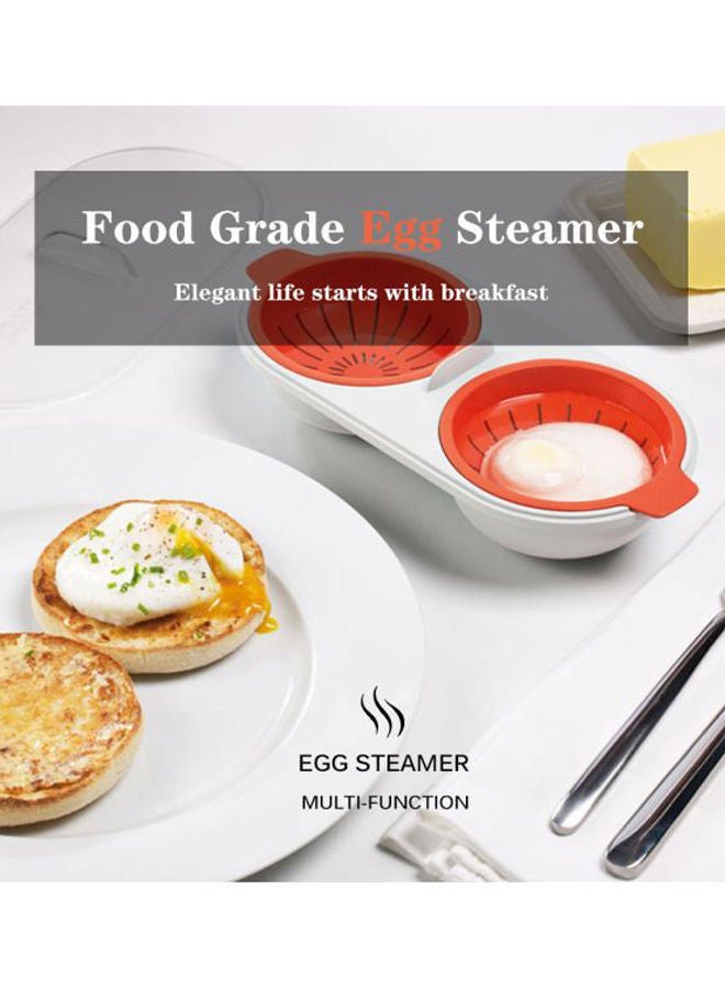 NIBEMINENT 2-Compartment Egg Steamer Orange/White 22x10.5x6cm - Image 5