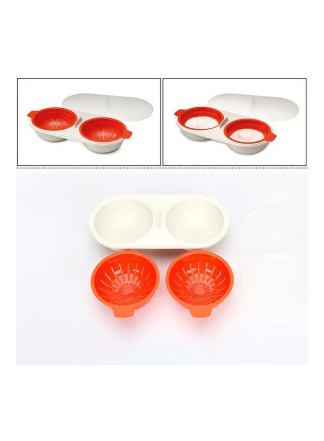 NIBEMINENT 2-Compartment Egg Steamer Orange/White 22x10.5x6cm - Image 2
