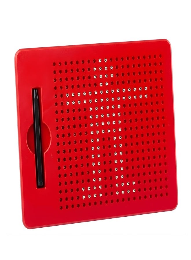 JOUET Magnetic Bead Maze Drawing Board with Stylus, 380 Magnetic Balls, 8.8 x 7 Inch Educational Sensory Toy for Kids 4+ Years - Red - Image 1