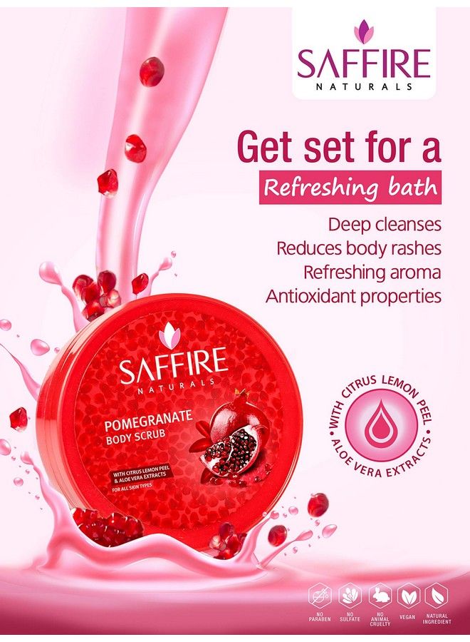 SAFFIRE Pomegranate Body Polishing Scrub ; With Citrus Lemon Peel & Aloevera Extract ; All Skin Type ; 200 Gm - Image 4