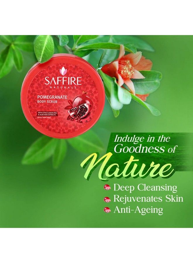 SAFFIRE Pomegranate Body Polishing Scrub ; With Citrus Lemon Peel & Aloevera Extract ; All Skin Type ; 200 Gm - Image 5