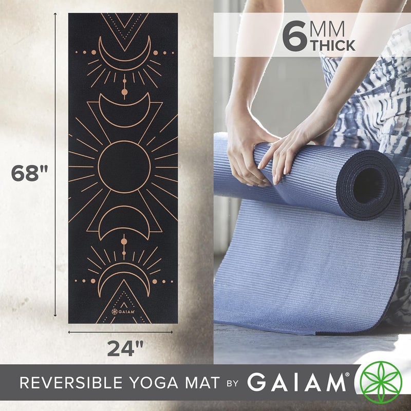 Gaiam Yoga Mat - Premium 6mm Print Reversible Extra Thick Non Slip Exercise & Fitness Mat for All Types of Yoga, Pilates & Floor Workouts (68" x 24" x 6mm Thick) - Image 4