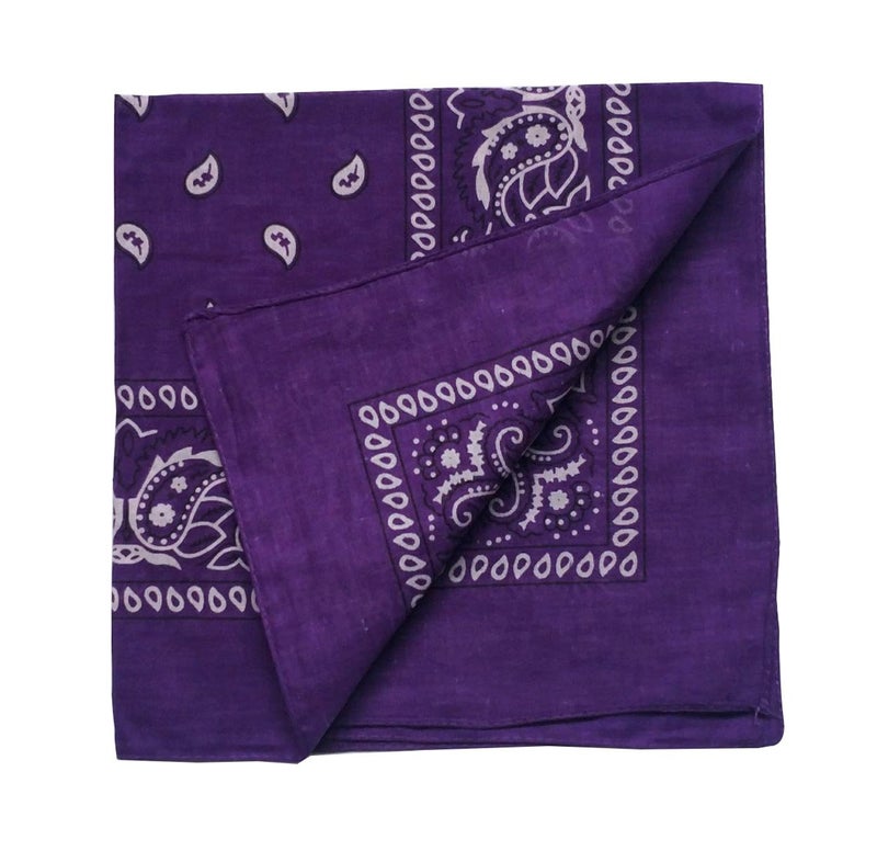 combocube 12 Pack(one dozen) Multi-Purpose novelty Purple Cotton Paisley Cowboy Bandanas Headband for Men,Women and Child - Image 2