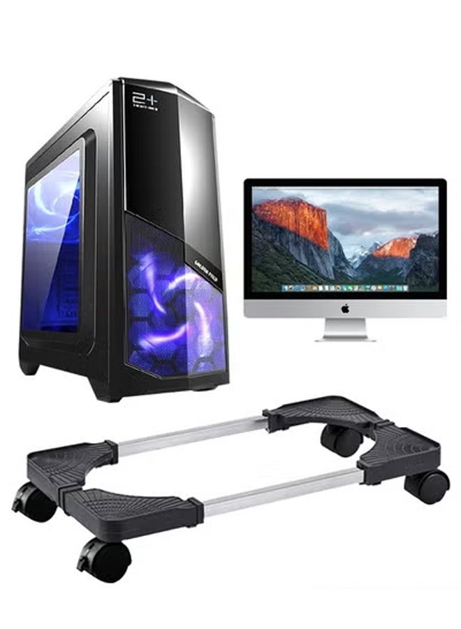 DUNISO Mobile CPU Stand,Computer Mobile Cart Holder with 4 Locking Caster Wheels，Adjustable PC Stand for Most Desktop Towers，Under Desk Tower Stand for Gaming, Office，Black  - Image 1