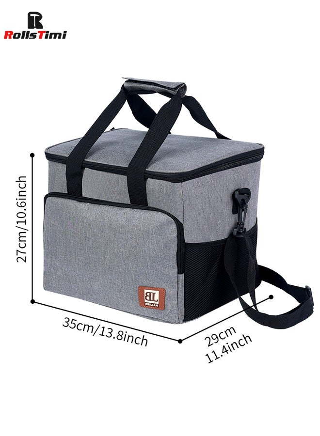 رولستيمي مقاوم للماء حقيبة الغداء في الهواء الطلق العزل برودة حزمة نزهة سعة كبيرة صناديق الوجبات الجاهزة ، رمادي - Image 2