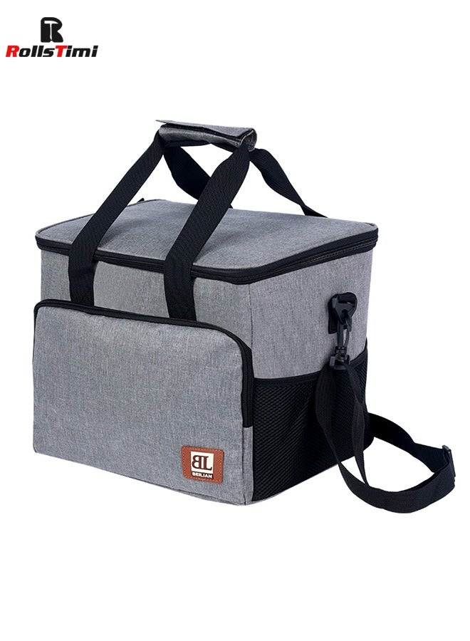 رولستيمي مقاوم للماء حقيبة الغداء في الهواء الطلق العزل برودة حزمة نزهة سعة كبيرة صناديق الوجبات الجاهزة ، رمادي - Image 1