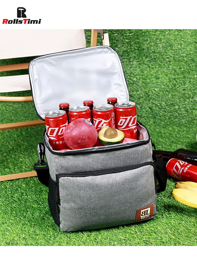 رولستيمي مقاوم للماء حقيبة الغداء في الهواء الطلق العزل برودة حزمة نزهة سعة كبيرة صناديق الوجبات الجاهزة ، رمادي - Image 3