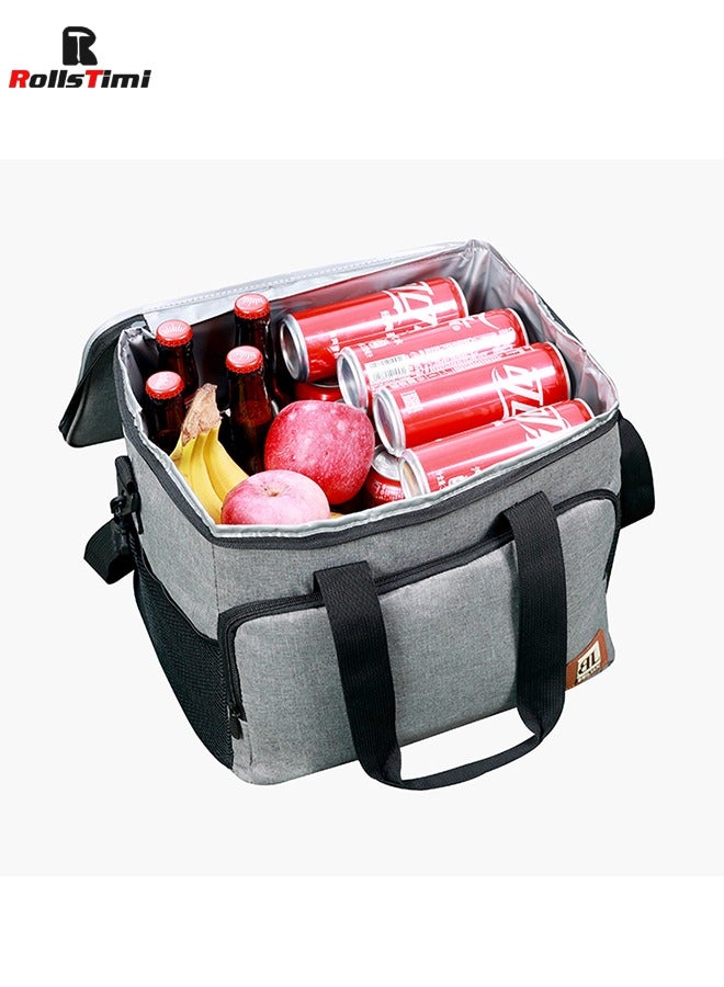 رولستيمي مقاوم للماء حقيبة الغداء في الهواء الطلق العزل برودة حزمة نزهة سعة كبيرة صناديق الوجبات الجاهزة ، رمادي - Image 4