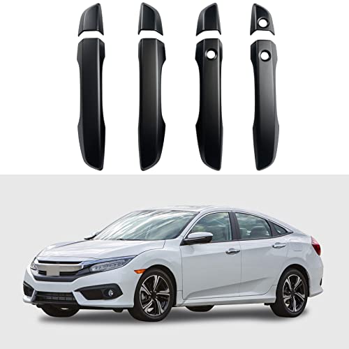 BENXUTO Door Handle Cover Trim Compatible With 10th Gen Honda Civic Sedan Hatchback Coupe Type R 2016 2017 2018 2019 2020 2021 Exterior Door Handles with smart Entry keyhole Matte Black Car Decoration - Image 1