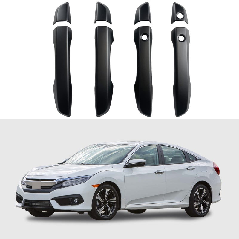 BENXUTO Door Handle Cover Trim Compatible With 10th Gen Honda Civic Sedan Hatchback Coupe Type R 2016 2017 2018 2019 2020 2021 Exterior Door Handles with smart Entry keyhole Matte Black Car Decoration - Image 2
