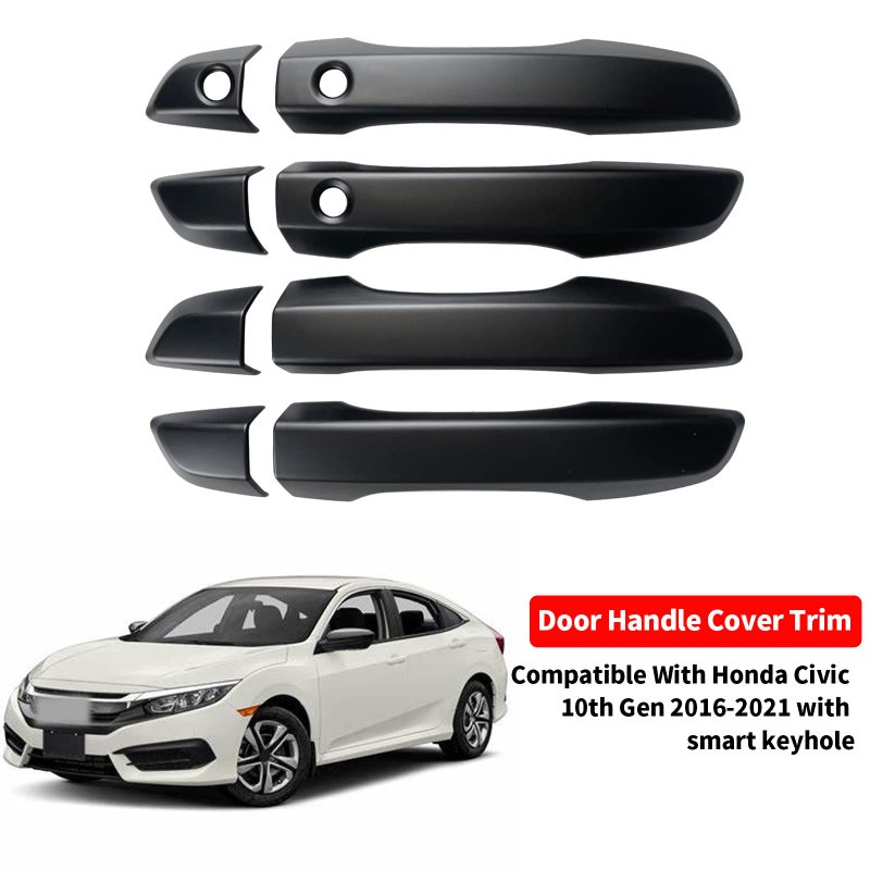 BENXUTO Door Handle Cover Trim Compatible With 10th Gen Honda Civic Sedan Hatchback Coupe Type R 2016 2017 2018 2019 2020 2021 Exterior Door Handles with smart Entry keyhole Matte Black Car Decoration - Image 4