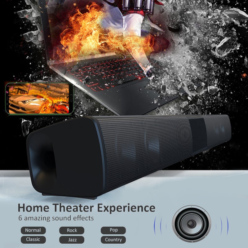BS-28B Wireless Bluetooth Speakers 20W Soundbar Home Theater Sound Bar AUX RCA Input TF Card Music Playback FM Radio TWS Connection with Remote Control USB Rechargeable for TV Latop PC Smartphone - Image 4