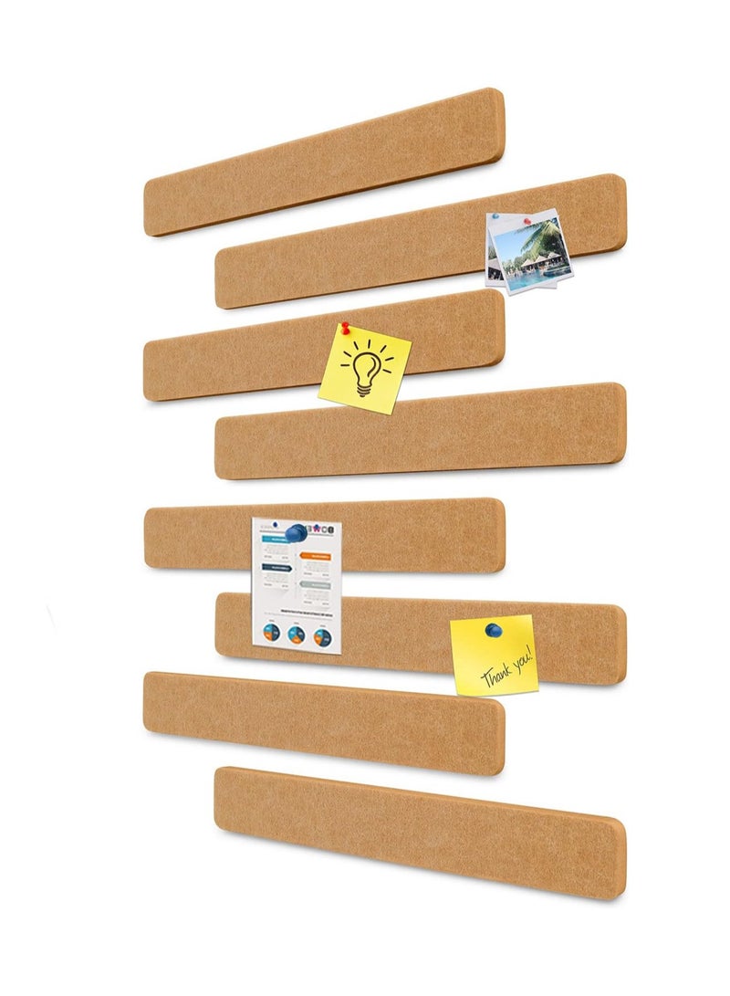 Generic Felt Tack Strips 13" x 2", 8-Pack Bulletin Board Strips Without Thumb Pins, Home Office Memo Bulletin Board Felt Wall Tiles (Brown) - Image 1