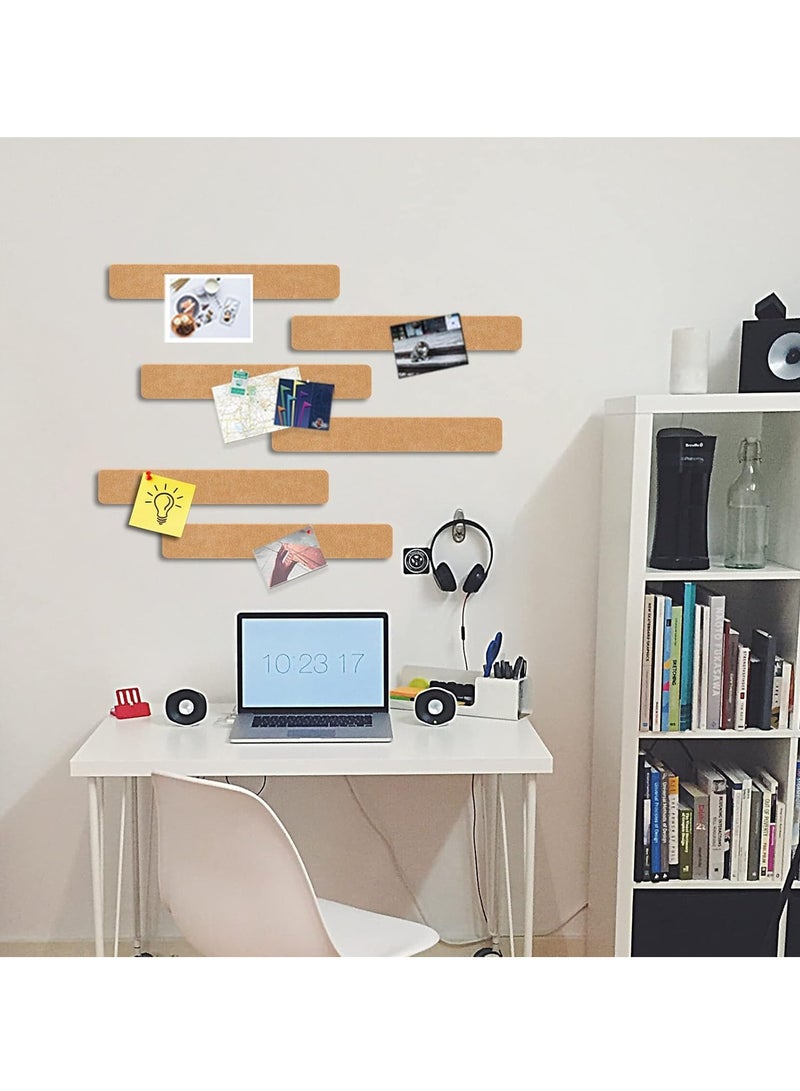 Generic Felt Tack Strips 13" x 2", 8-Pack Bulletin Board Strips Without Thumb Pins, Home Office Memo Bulletin Board Felt Wall Tiles (Brown) - Image 2