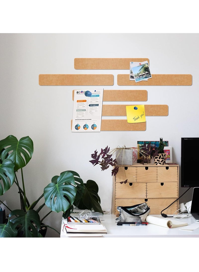 Generic Felt Tack Strips 13" x 2", 8-Pack Bulletin Board Strips Without Thumb Pins, Home Office Memo Bulletin Board Felt Wall Tiles (Brown) - Image 4