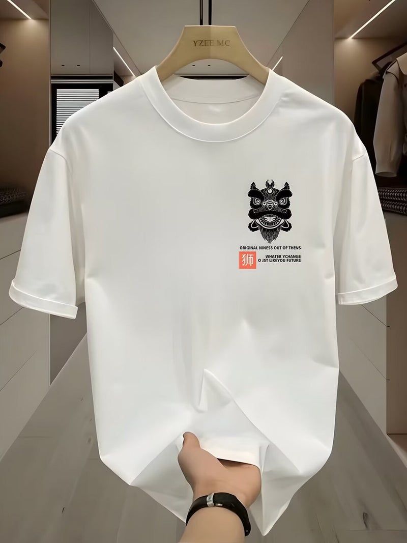 2026 Short-Sleeved T-Shirt For Men, Trendy Brand Fashion Men'S Clothing, Loose Casual Printed T-Shirt, Half-Sleeve Black - Image 3