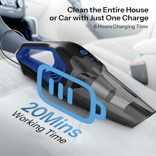 UN1QUE Cordless Car Vacuum Cleaner 2 in 1 - Home and Car, 8000Pa Suction Portable Handheld Vacuum Cleaner for Car Use with Steel Mesh Filter, 650ML Dustbin, 4 Nozzles, USB Rechargeable (Blue) - Image 5