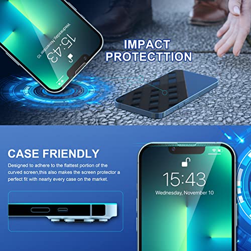 ImpactStrong Shatterproof Tempered Glass Screen Protector for iPhone 13 Pro Max [Easy Installation Frame] [Bubble Free] [9H Hardness] [Full Coverage] Case Friendly, 6.7 Inch - (3-Pack) - Image 5