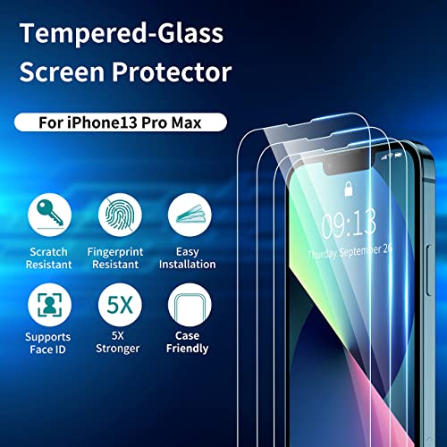ImpactStrong Shatterproof Tempered Glass Screen Protector for iPhone 13 Pro Max [Easy Installation Frame] [Bubble Free] [9H Hardness] [Full Coverage] Case Friendly, 6.7 Inch - (3-Pack) - Image 3