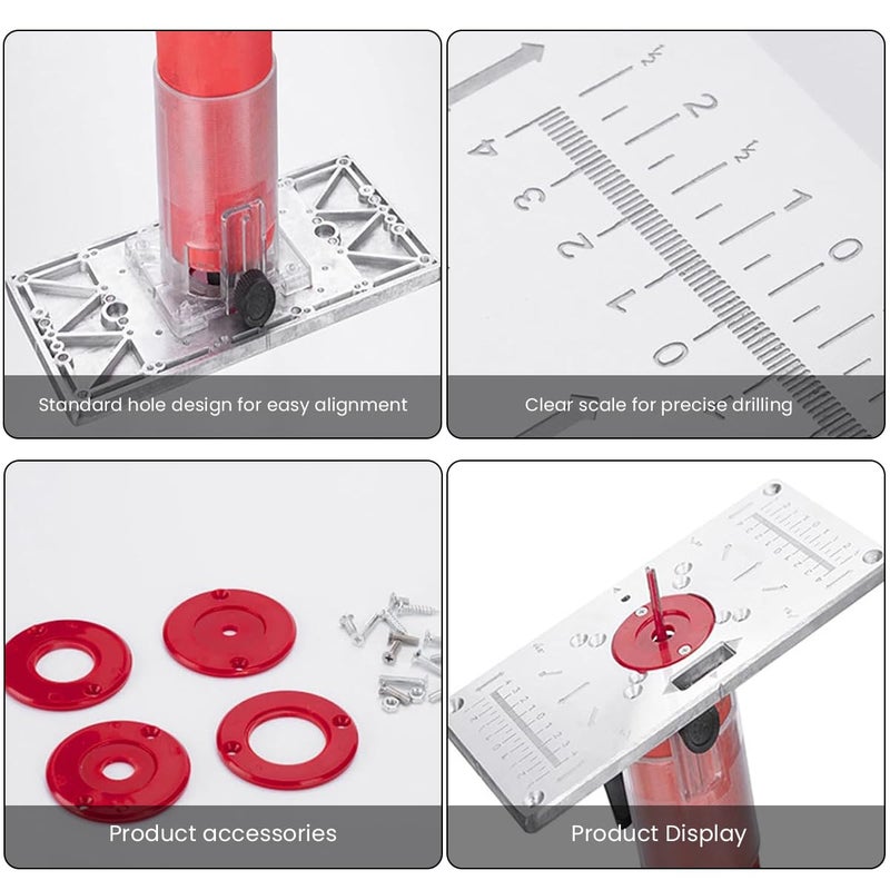 Serplex Premium Aluminum Router Plate for Woodworking Table 8mm Thicken Insert Plate for Makita Routers M37237093703MT370 High Precision with Centering Hole Sleeve Complete Set with Accessories - Image 3