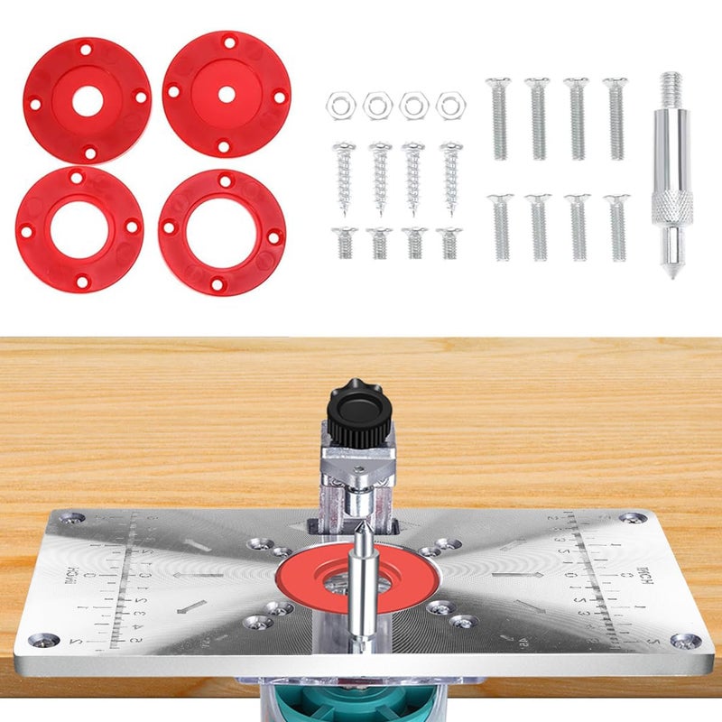 Serplex Premium Aluminum Router Plate for Woodworking Table 8mm Thicken Insert Plate for Makita Routers M37237093703MT370 High Precision with Centering Hole Sleeve Complete Set with Accessories - Image 1