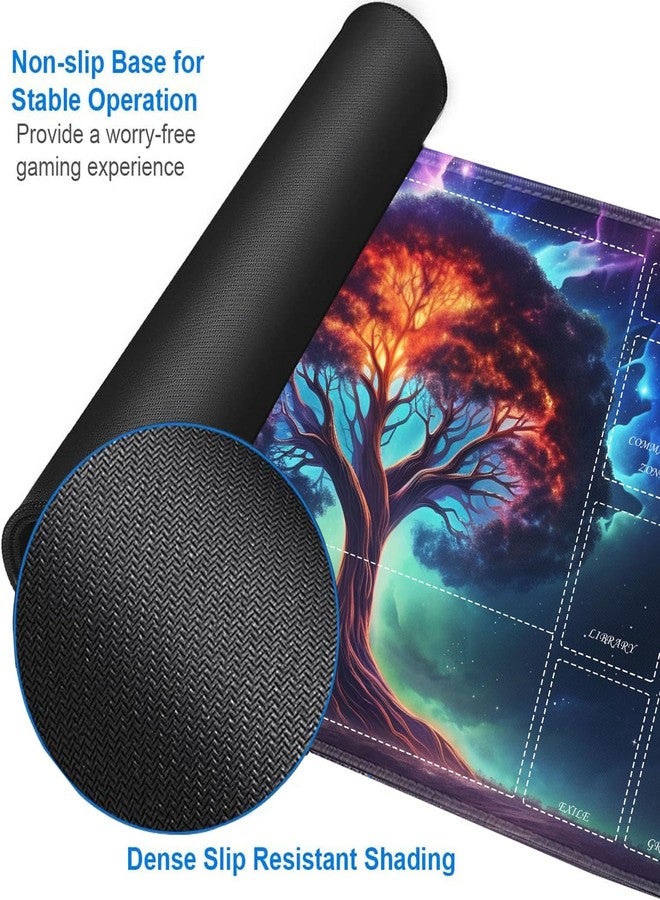JVGFYNKL for MTG Playmat with Zones, 24 x 14 in Smooth Surface Card Game Playmat, for TCG Playmat with Storage Bag and 6 Dice, Cosmic Tree of Life 2 for MTG Mat Mouse Pad - Image 5