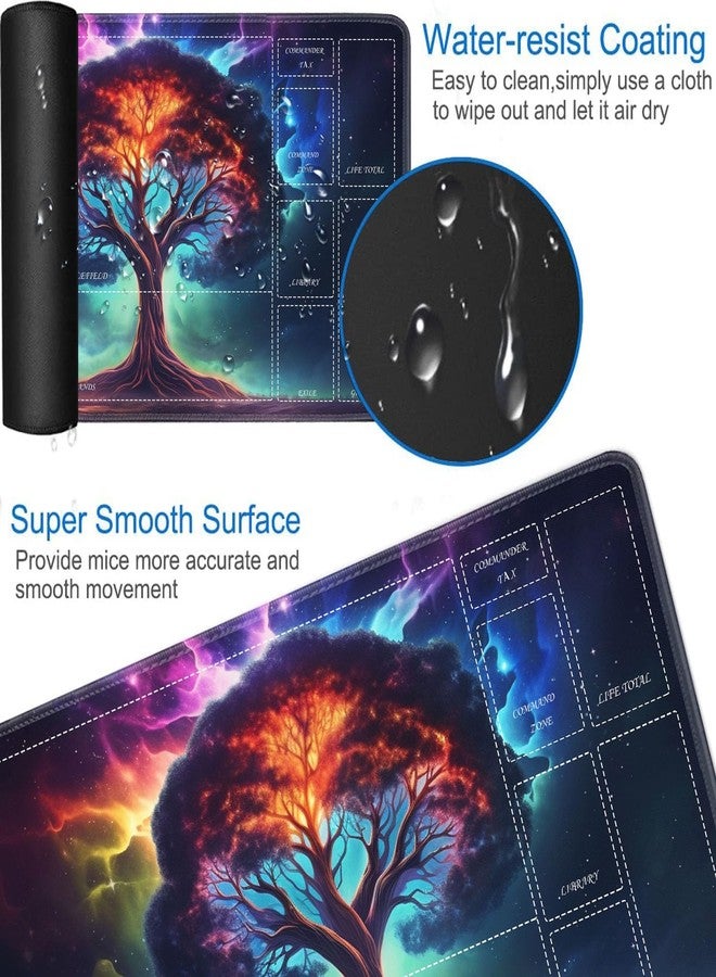 JVGFYNKL for MTG Playmat with Zones, 24 x 14 in Smooth Surface Card Game Playmat, for TCG Playmat with Storage Bag and 6 Dice, Cosmic Tree of Life 2 for MTG Mat Mouse Pad - Image 3