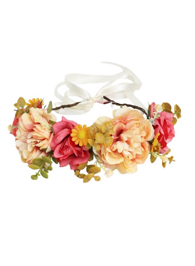 Vivivalue Fairy Floral Crown Woodland Headband Elf Flower Headpiece Forest Elven Circlet For Women Girls Halloween Renaissance Wedding Bridal Cosplay Prom Photo Props Red - Image 1