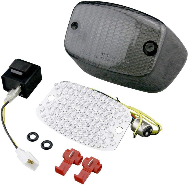 مالوفوسا ضوء خلفي متكامل للدراجات النارية LED فرامل وضوء خلفي متوافق مع ياماها Vmax 1985-2007 / Virago 700 750 1981-1996 / Virago 1000 1986-2007 / Virago 1100 1995-2007 - عدسة مدخنة - Image 1