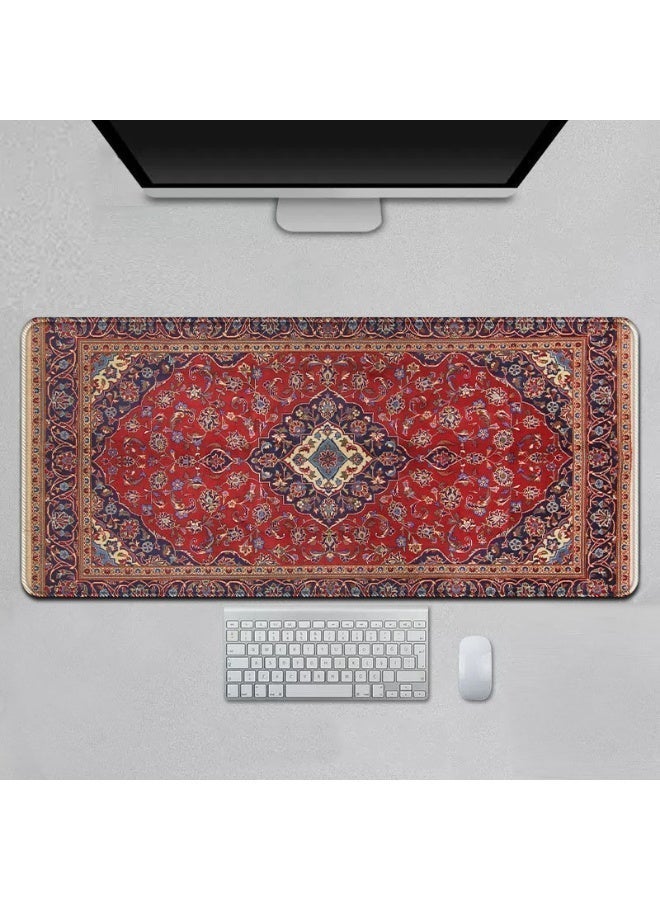 تمديد لوحة الماوس الكبيرة، 35.4x15.7inch القديمة الفارسية نمط مكتب حصيرة، قاعدة مطاطية غير انزلاق، مخيطة حافة طويلة الألعاب لوحة المفاتيح لوحة الكمبيوتر المحمول مكتب الألعاب، 90x40cm - Image 1