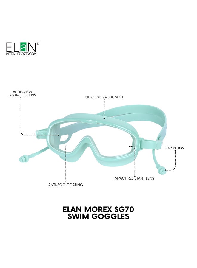 Elan ELAN Morex SG100 Super Premium Swim Goggles - Sea Green - Integrated Leak-Proof Ear Plugs - High-Definition Anti-Fog & UV Protection - Ultra-Soft Silicone Vacuum Seal - Elite 2-in-1 Design for Professional Use - Premium Goggles for Performance, Durability and Everyday Use - Image 3
