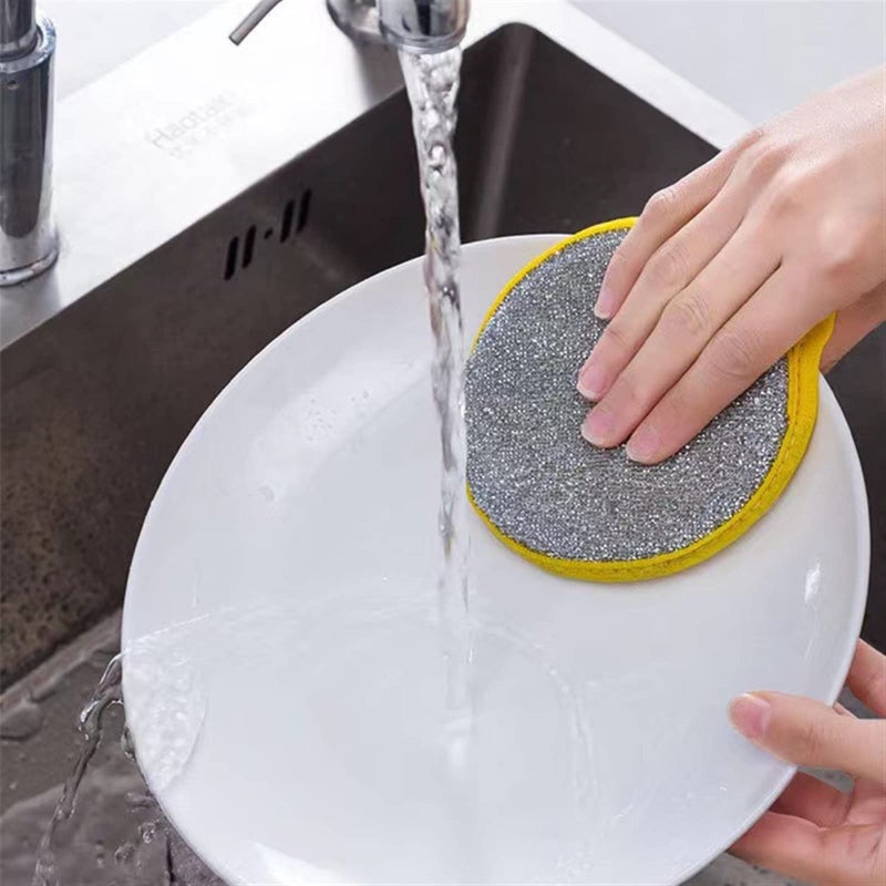 Double Sided Dishwashing Sponges 5Pcs Pink Kitchen Cleaning Scrubber - Image 4