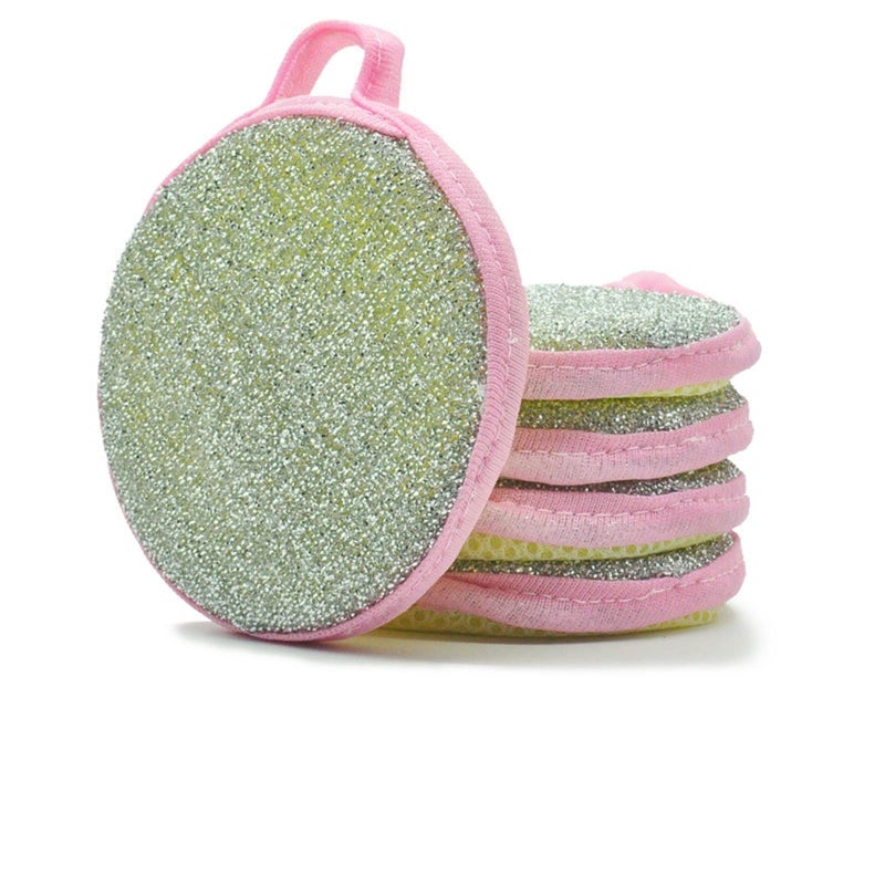 Double Sided Dishwashing Sponges 5Pcs Pink Kitchen Cleaning Scrubber - Image 2