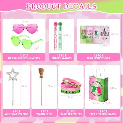 Vanblue 72Pcs Pink and Green Witch Party Favors Birthday DecorationsStar WandsGlasses Goodie Bag Stuffers PinataClassroom Rewards for Kids Student Birthday Gift School Party Supplies - Image 5