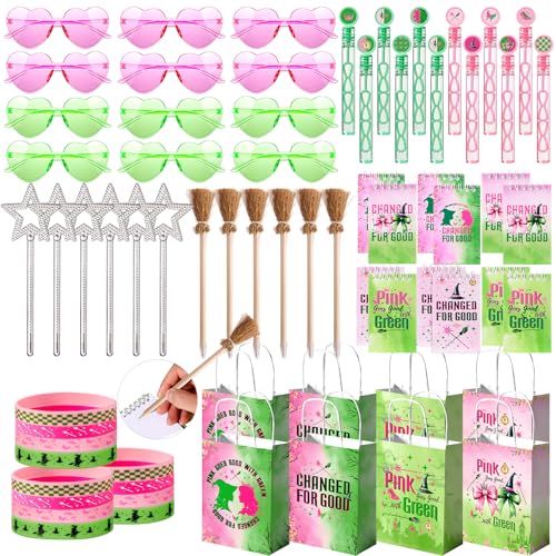 Vanblue 72Pcs Pink and Green Witch Party Favors Birthday DecorationsStar WandsGlasses Goodie Bag Stuffers PinataClassroom Rewards for Kids Student Birthday Gift School Party Supplies - Image 1