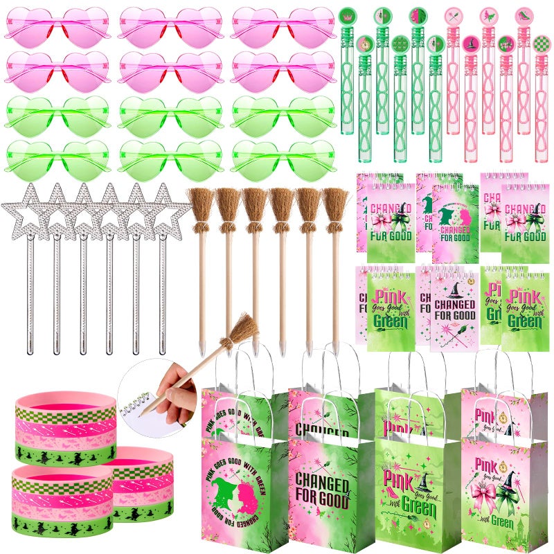 Vanblue 72Pcs Pink and Green Witch Party Favors Birthday DecorationsStar WandsGlasses Goodie Bag Stuffers PinataClassroom Rewards for Kids Student Birthday Gift School Party Supplies - Image 3