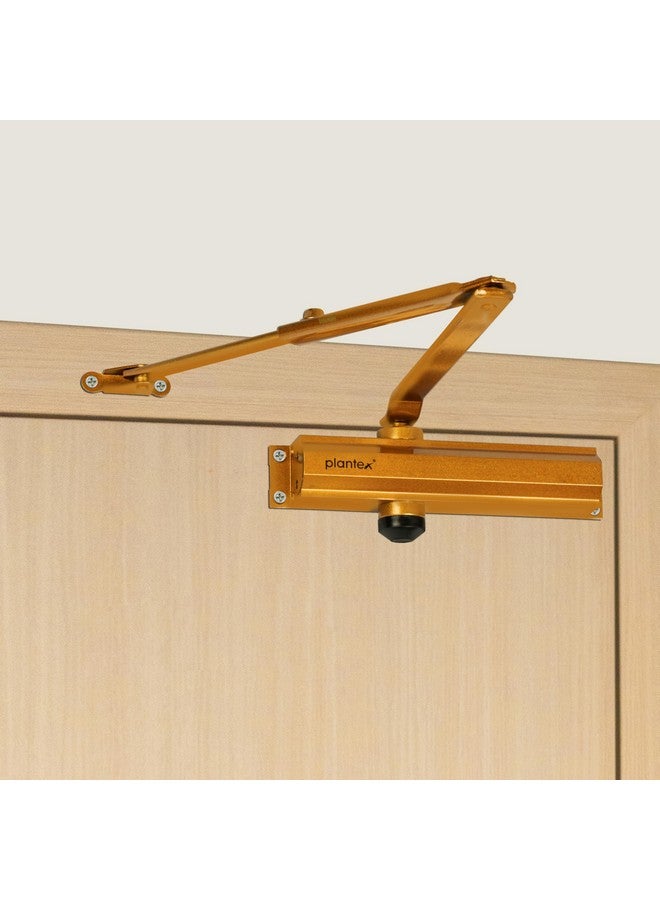 Plantex Heavy Duty Door Closer/Aluminium Door Closer for Wooden Door/75kg Hydraulic Door Closer for Home/Office/Hotel/Wide 180 Degree Opening (ISO 9001 Certified) - Golden - Image 1
