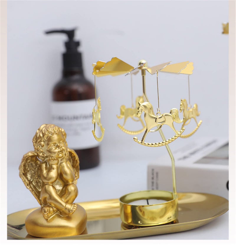 4EVERHOPE Valentine Gift for Women, Rotating Candle Holder, Gold Spining Tealight Candle Holder for Birthday, Wedding, Mother's Day, Party Table Decor (Unicorn) - Image 2