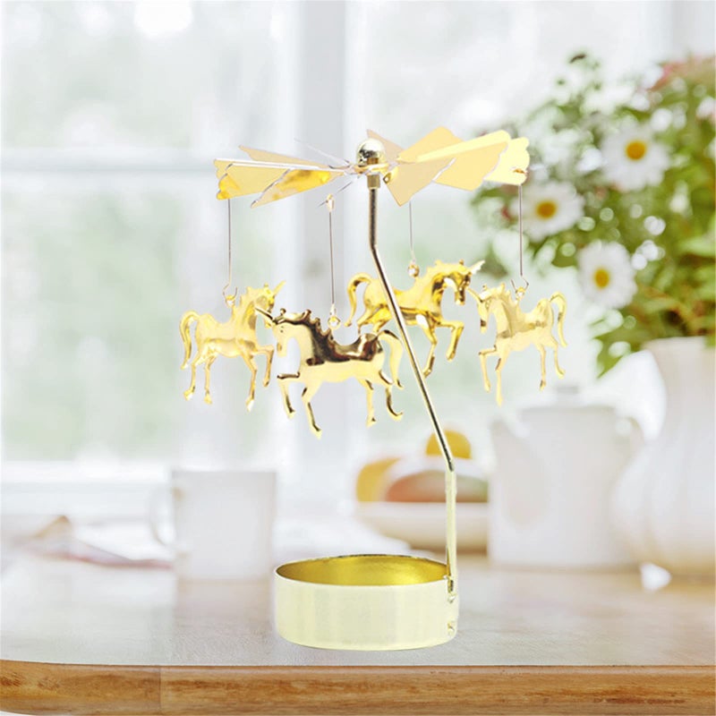 4EVERHOPE Valentine Gift for Women, Rotating Candle Holder, Gold Spining Tealight Candle Holder for Birthday, Wedding, Mother's Day, Party Table Decor (Unicorn) - Image 4