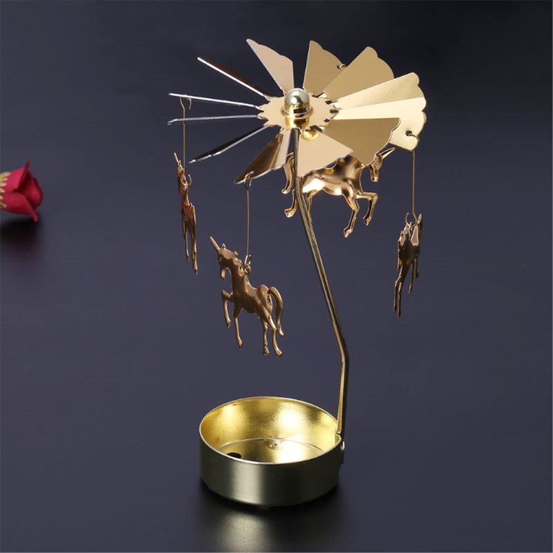 4EVERHOPE Valentine Gift for Women, Rotating Candle Holder, Gold Spining Tealight Candle Holder for Birthday, Wedding, Mother's Day, Party Table Decor (Unicorn) - Image 3