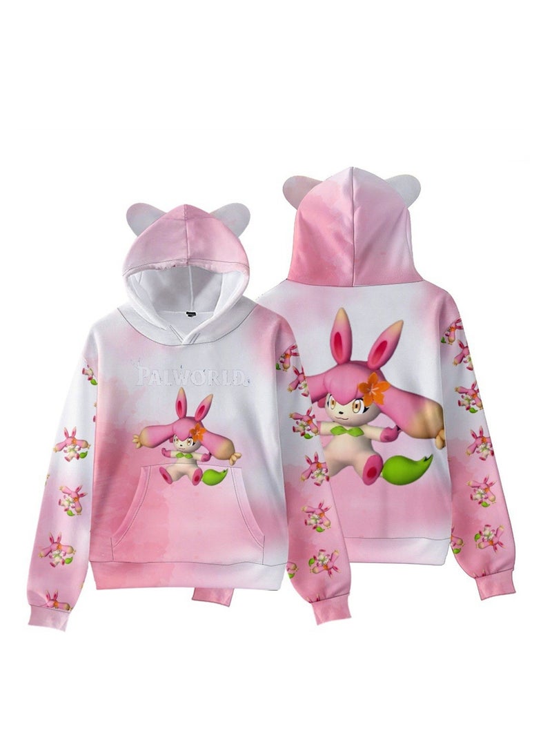 Palworld Phantom Beast Pallu 3D Digital Printing Cat Ears Hooded Sweatshirt - Image 3