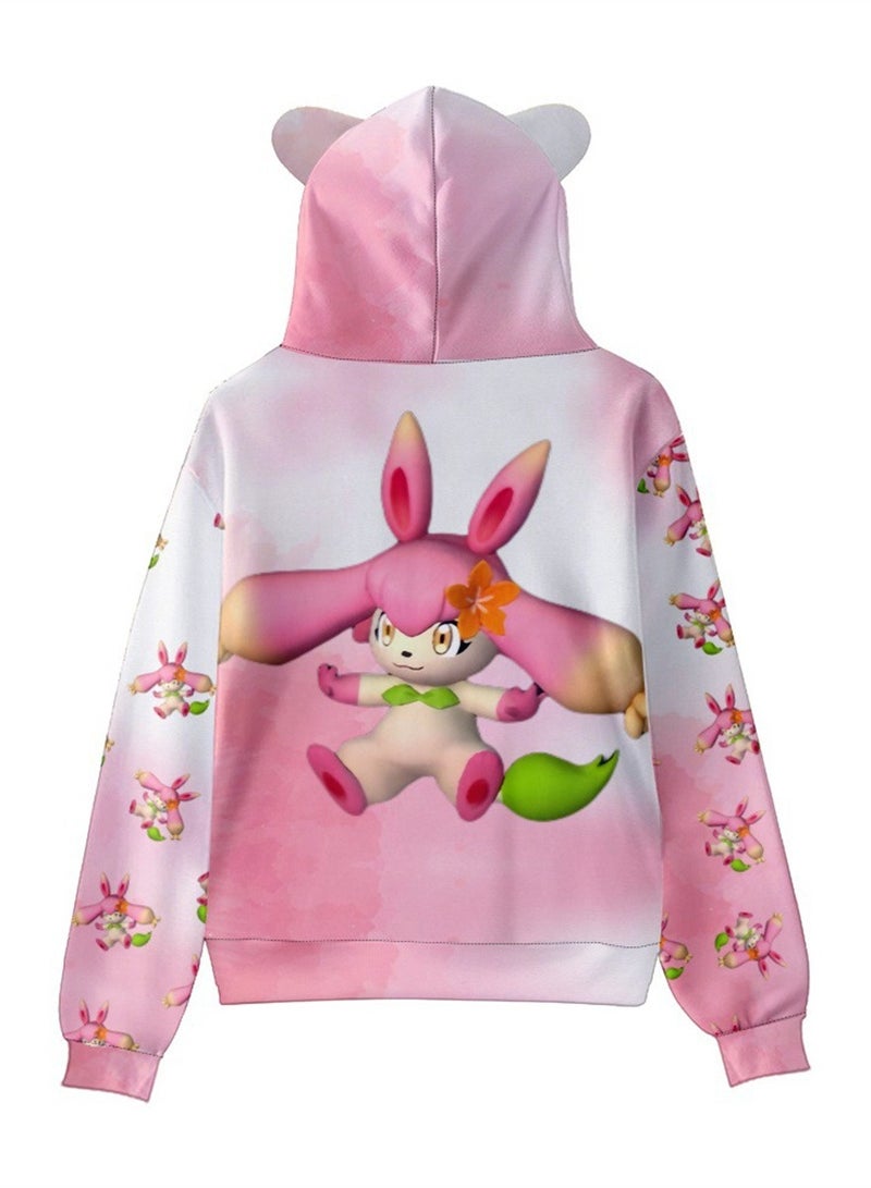 Palworld Phantom Beast Pallu 3D Digital Printing Cat Ears Hooded Sweatshirt - Image 2